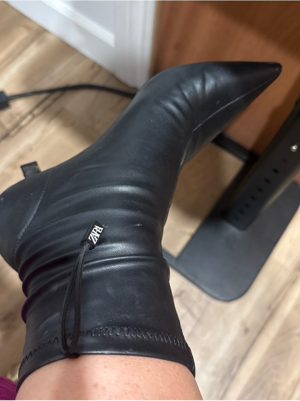 ZARA Black Pointed Toe Mid-Calf Heeled Boot size 40